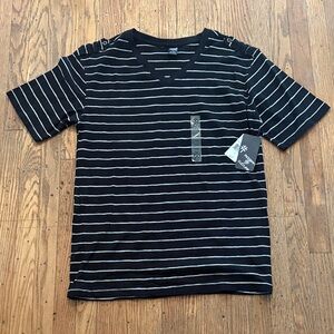 NWT Modern Culture V Neck Striped T-Shirt Black Mens L